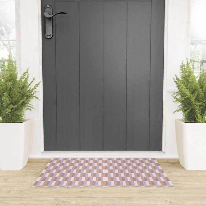 Retro vintage check: digital lavender and beige  Welcome Mat Gallery Image 3