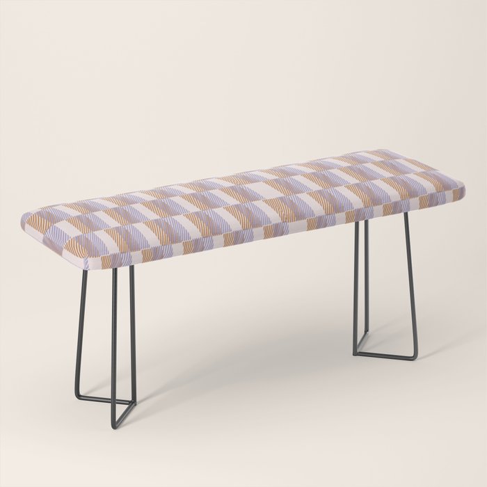 Retro vintage check: digital lavender and beige  Bench Gallery Image 1