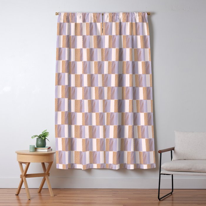 Retro vintage check: digital lavender and beige  Window Curtain Gallery Image 1