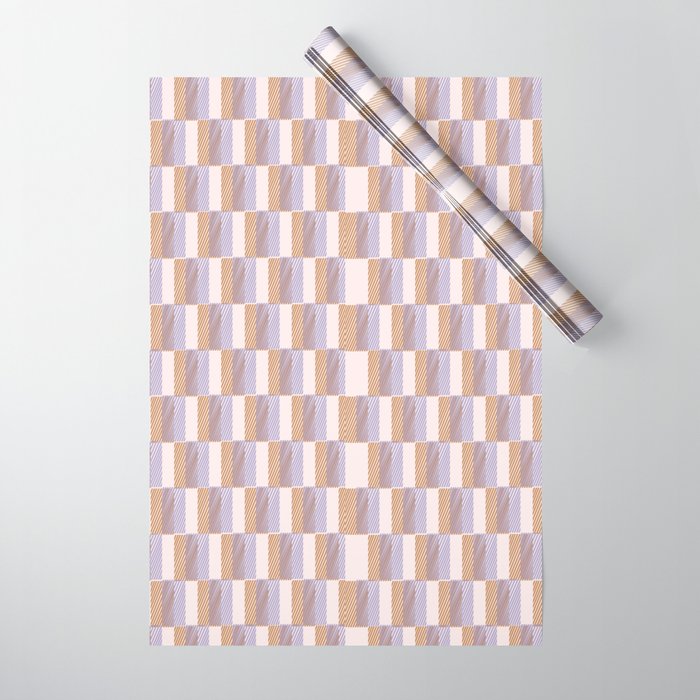 Retro vintage check: digital lavender and beige  Wrapping Paper Gallery Image 1