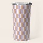 Retro vintage check: digital lavender and beige  Travel Mug Gallery Image 2