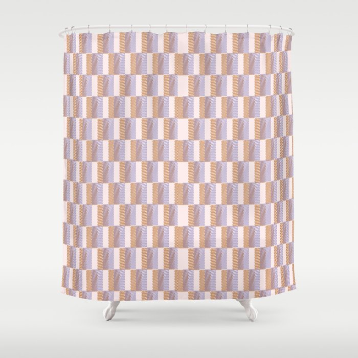 Retro vintage check: digital lavender and beige  Shower Curtain Gallery Image 1