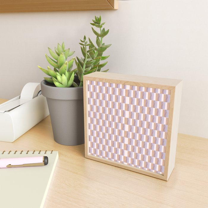 Retro vintage check: digital lavender and beige  Mini Art Print Gallery Image 2