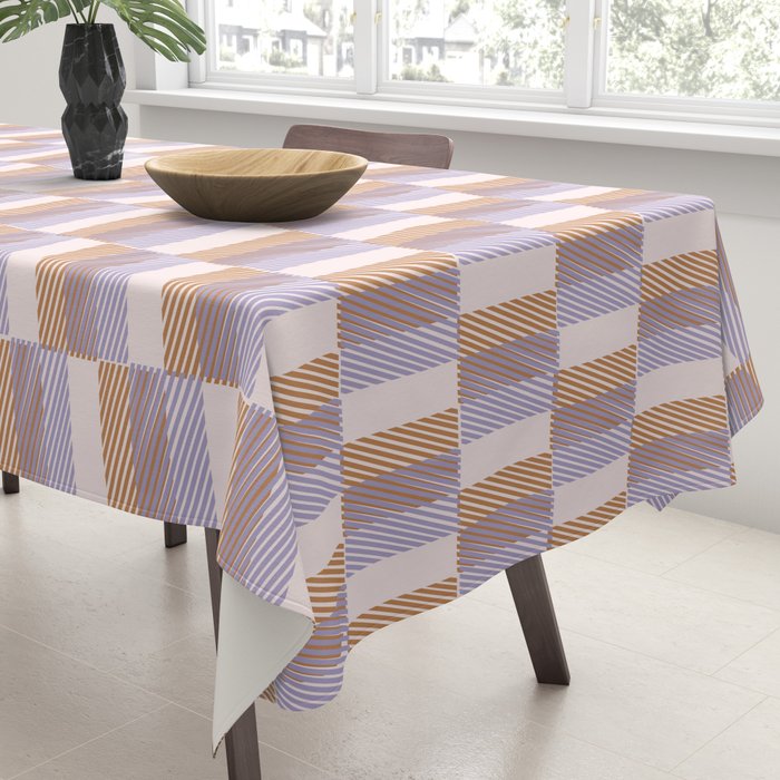 Retro vintage check: digital lavender and beige  Tablecloth Gallery Image 3