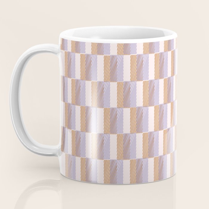 Retro vintage check: digital lavender and beige  Coffee Mug Gallery Image 3
