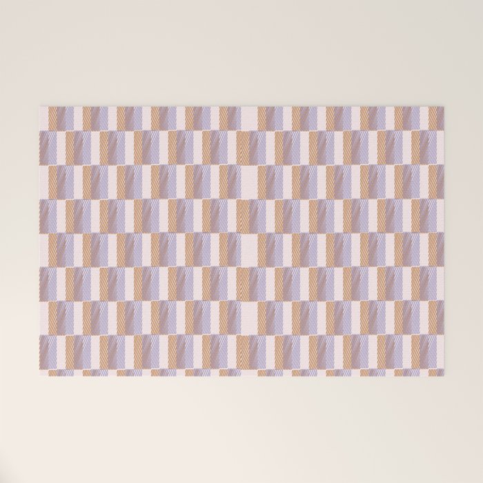 Retro vintage check: digital lavender and beige  Welcome Mat Gallery Image 1