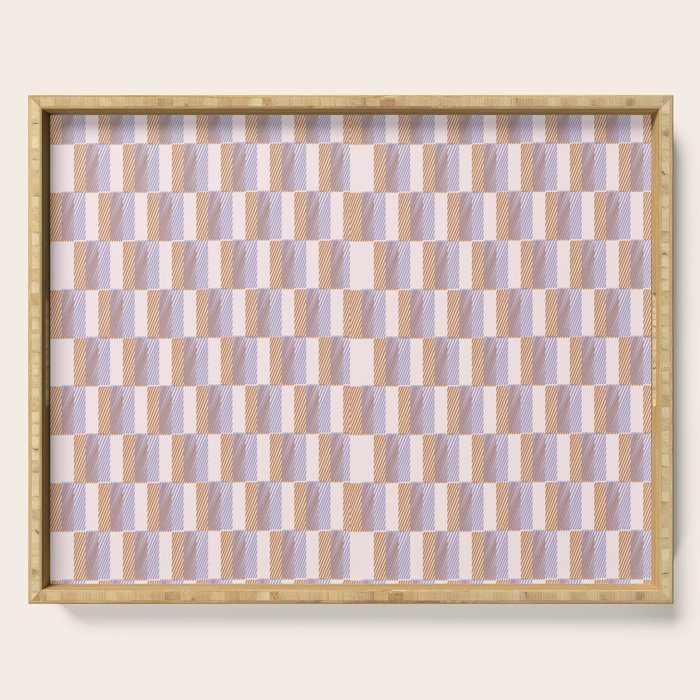 Retro vintage check: digital lavender and beige  Serving Tray Gallery Image 1