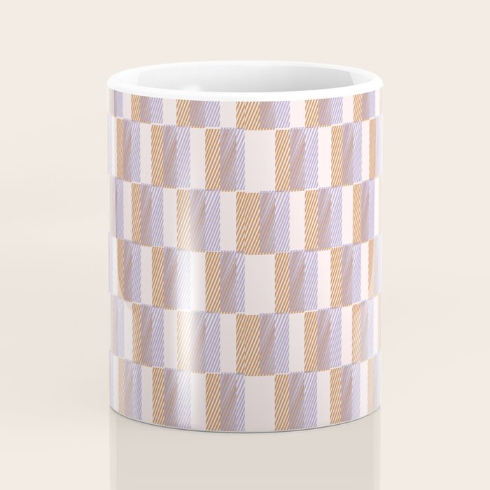 Retro vintage check: digital lavender and beige  Coffee Mug Gallery Image 4