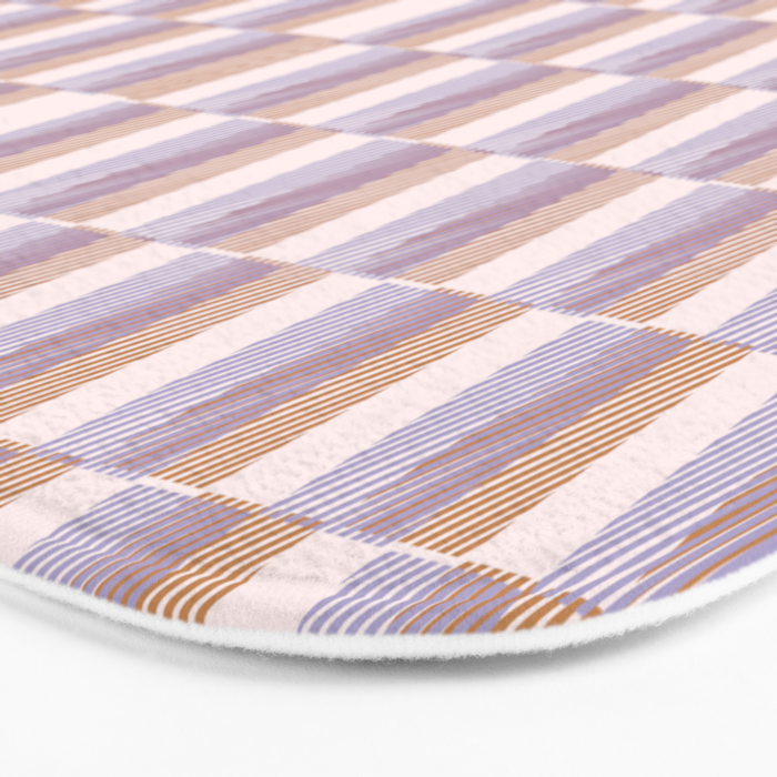 Retro vintage check: digital lavender and beige  Bath Mat Gallery Image 3