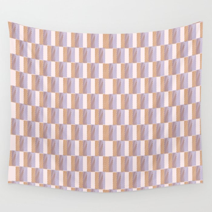 Retro vintage check: digital lavender and beige  Wall Tapestry Gallery Image 1