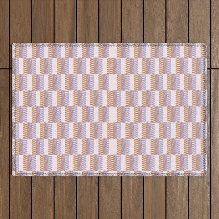 Retro vintage check: digital lavender and beige  Outdoor Rug Gallery Image 1