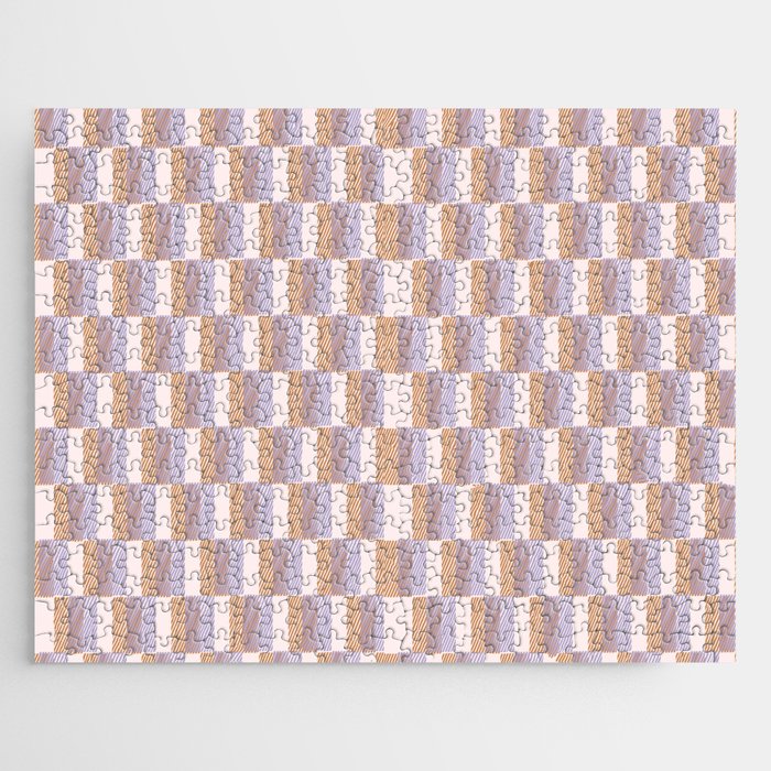 Retro vintage check: digital lavender and beige  Jigsaw Puzzle Gallery Image 1