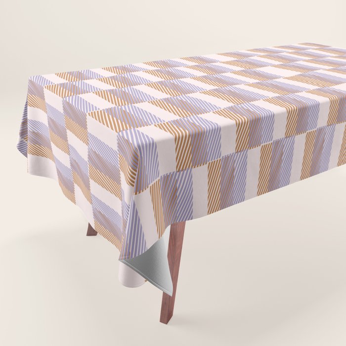Retro vintage check: digital lavender and beige  Tablecloth Gallery Image 1