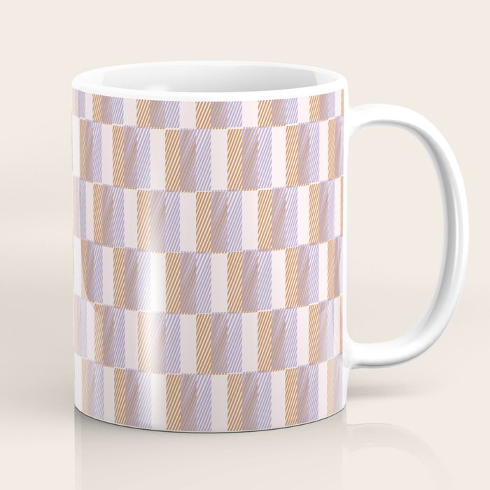 Retro vintage check: digital lavender and beige  Coffee Mug Gallery Image 1