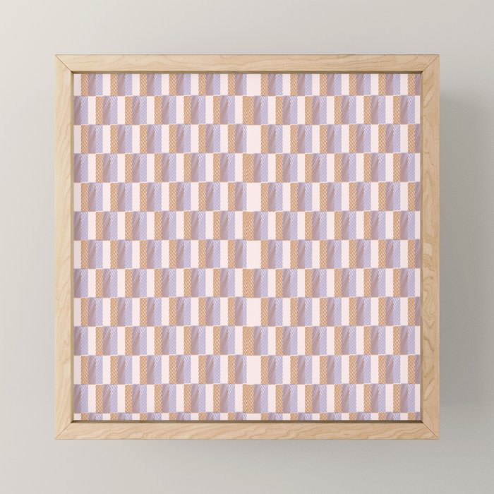 Retro vintage check: digital lavender and beige  Mini Art Print Gallery Image 1