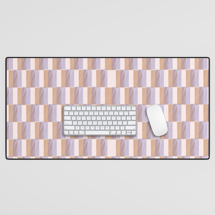 Retro vintage check: digital lavender and beige  Desk Mat Gallery Image 1