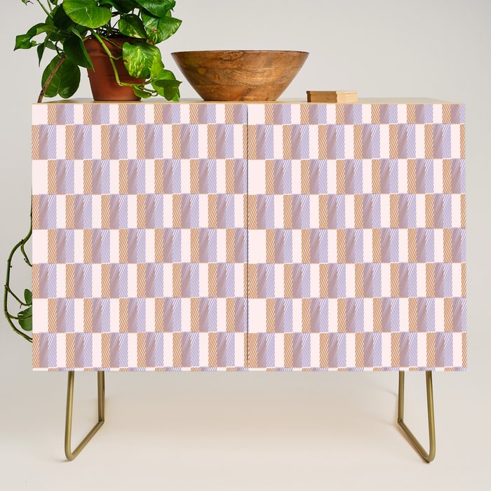 Retro vintage check: digital lavender and beige  Credenza Gallery Image 1