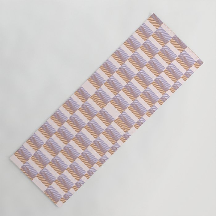 Retro vintage check: digital lavender and beige  Yoga Mat Gallery Image 1