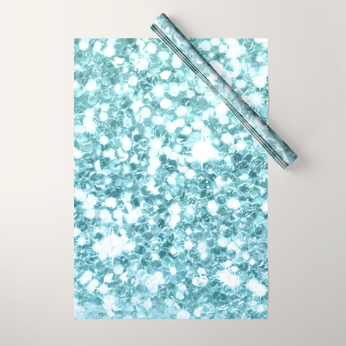 Sparkly Frozen Blue Glitter Ombre Wrapping Paper Gallery Image 1