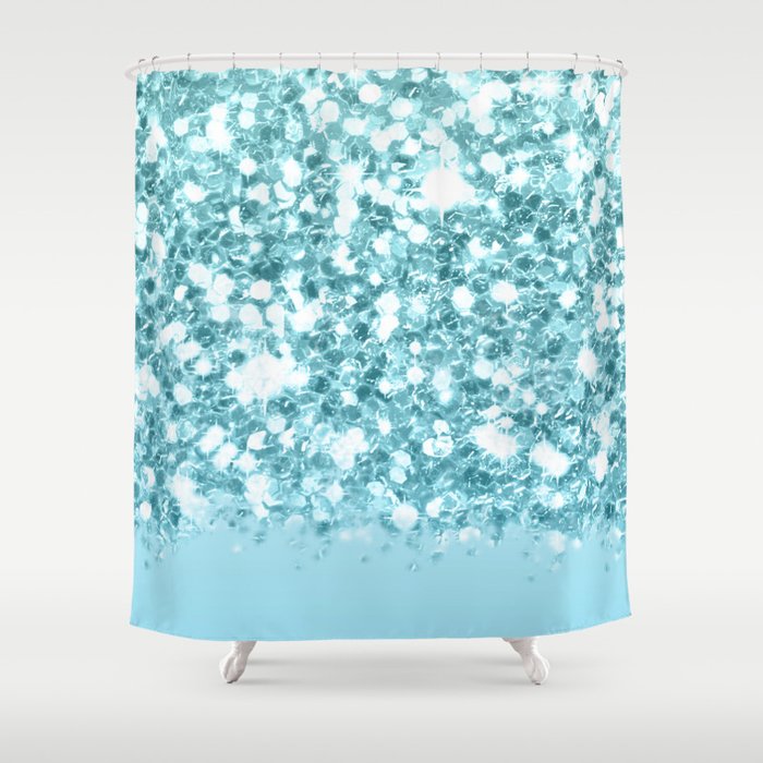 Sparkly Frozen Blue Glitter Ombre Shower Curtain Gallery Image 1