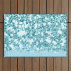Sparkly Frozen Blue Glitter Ombre Outdoor Rug Gallery Image 1