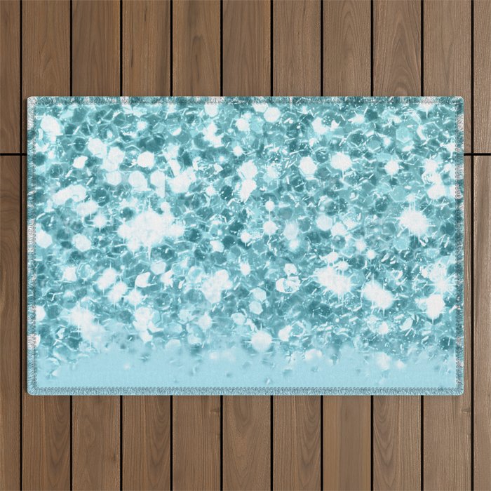 Sparkly Frozen Blue Glitter Ombre Outdoor Rug Gallery Image 1