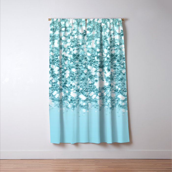 Sparkly Frozen Blue Glitter Ombre Window Curtain Gallery Image 3