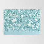 Sparkly Frozen Blue Glitter Ombre Rug Gallery Image 2