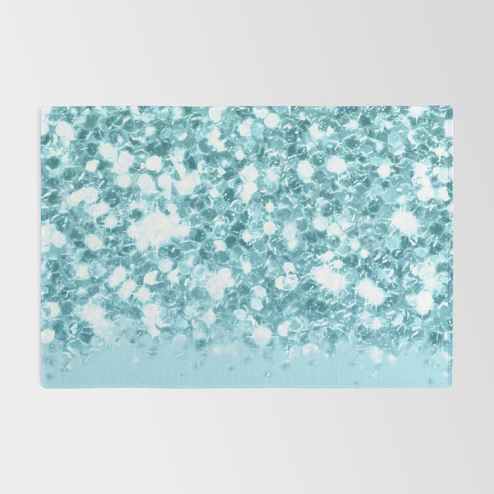 Sparkly Frozen Blue Glitter Ombre Rug Gallery Image 2