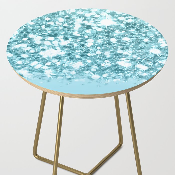 Sparkly Frozen Blue Glitter Ombre Side Table Gallery Image 2