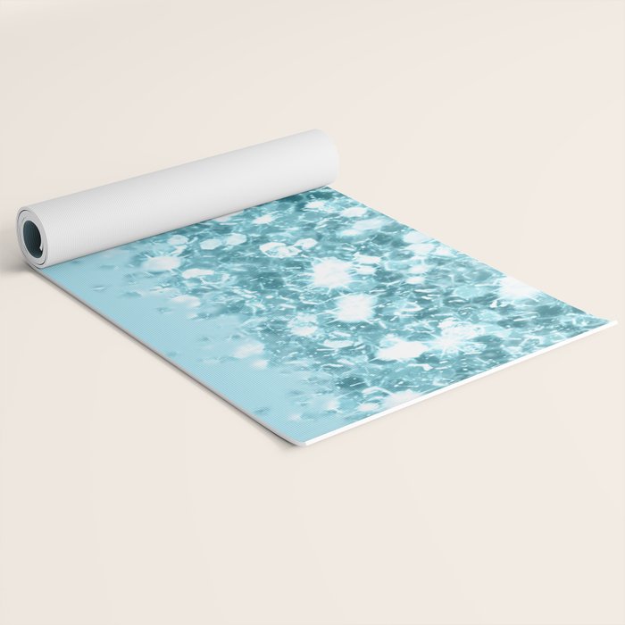 Sparkly Frozen Blue Glitter Ombre Yoga Mat Gallery Image 2