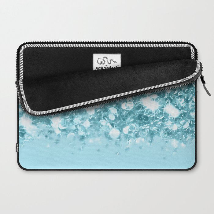 Sparkly Frozen Blue Glitter Ombre Laptop Sleeve Gallery Image 2