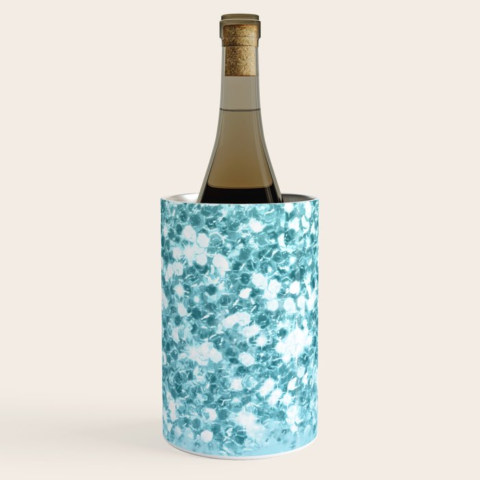 Sparkly Frozen Blue Glitter Ombre Wine Chiller Gallery Image 2