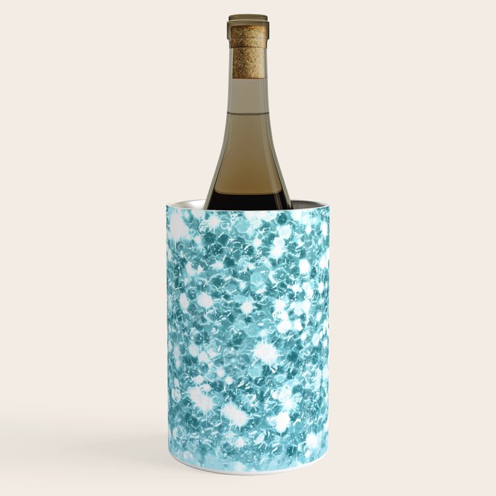 Sparkly Frozen Blue Glitter Ombre Wine Chiller Gallery Image 3