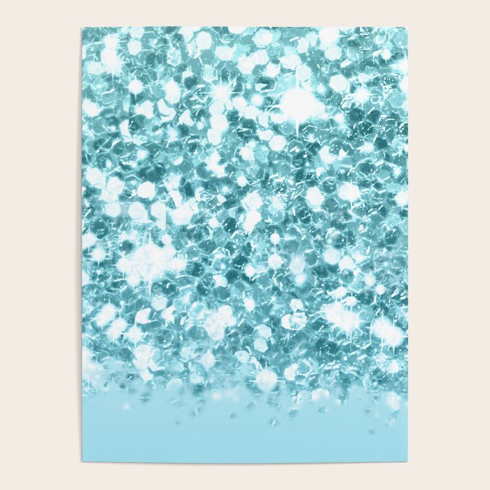 Sparkly Frozen Blue Glitter Ombre Poster Gallery Image 1