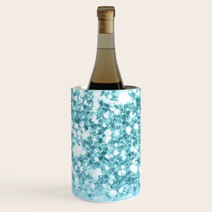 Sparkly Frozen Blue Glitter Ombre Wine Chiller Gallery Image 1