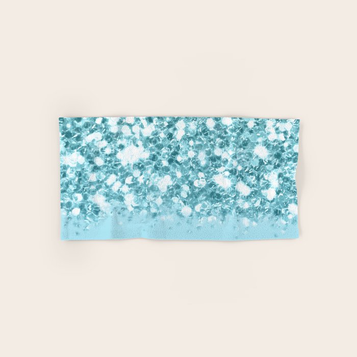 Sparkly Frozen Blue Glitter Ombre Bath Towel Gallery Image 1