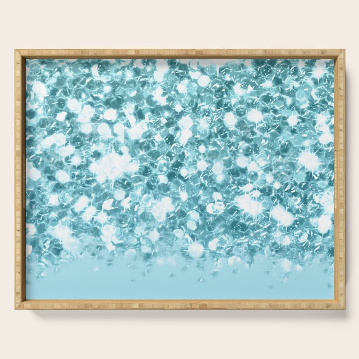 Sparkly Frozen Blue Glitter Ombre Serving Tray Gallery Image 1