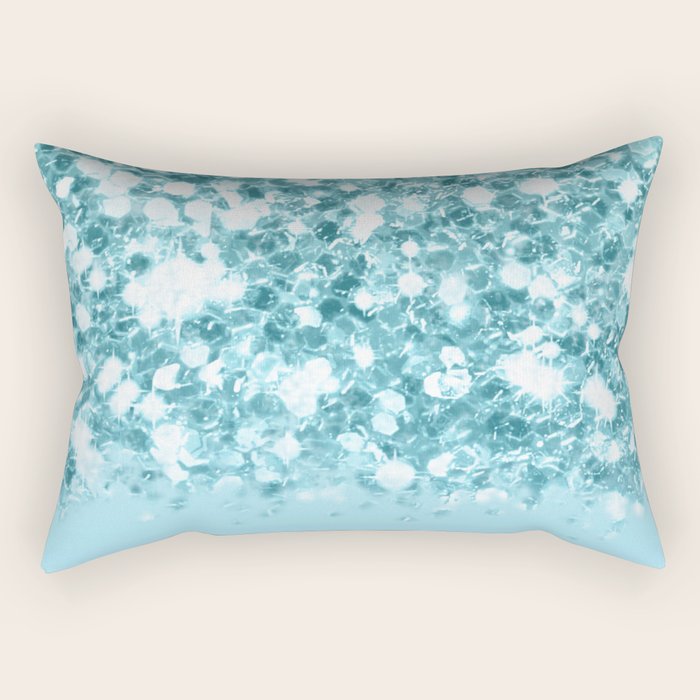 Sparkly Frozen Blue Glitter Ombre Rectangular Pillow Gallery Image 1