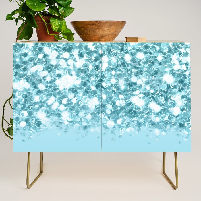 Sparkly Frozen Blue Glitter Ombre Credenza Gallery Image 1