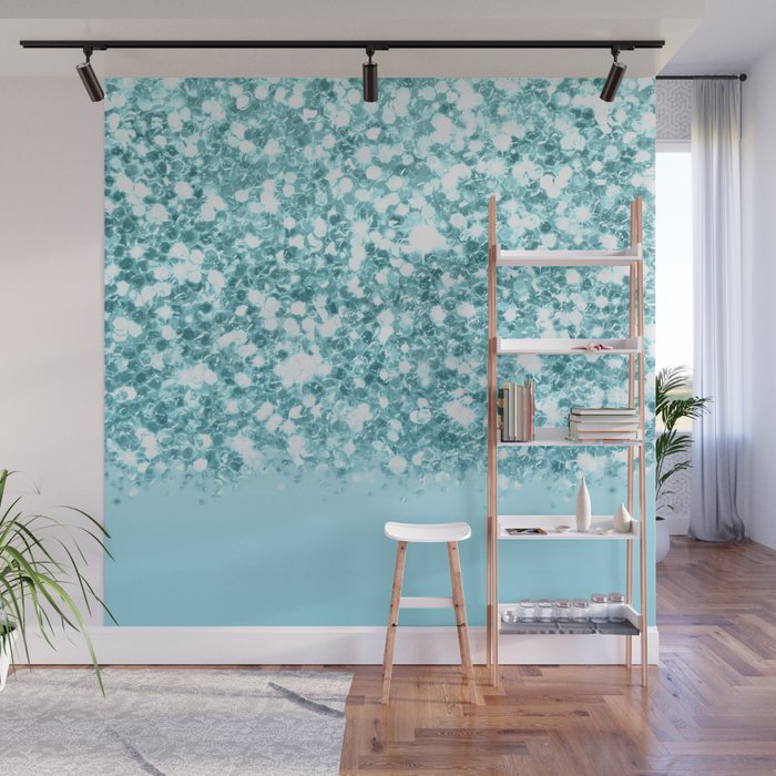 Sparkly Frozen Blue Glitter Ombre Wall Mural Gallery Image 1