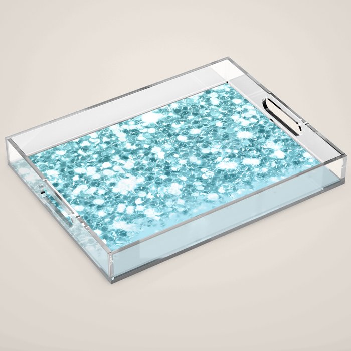 Sparkly Frozen Blue Glitter Ombre Acrylic Tray Gallery Image 1