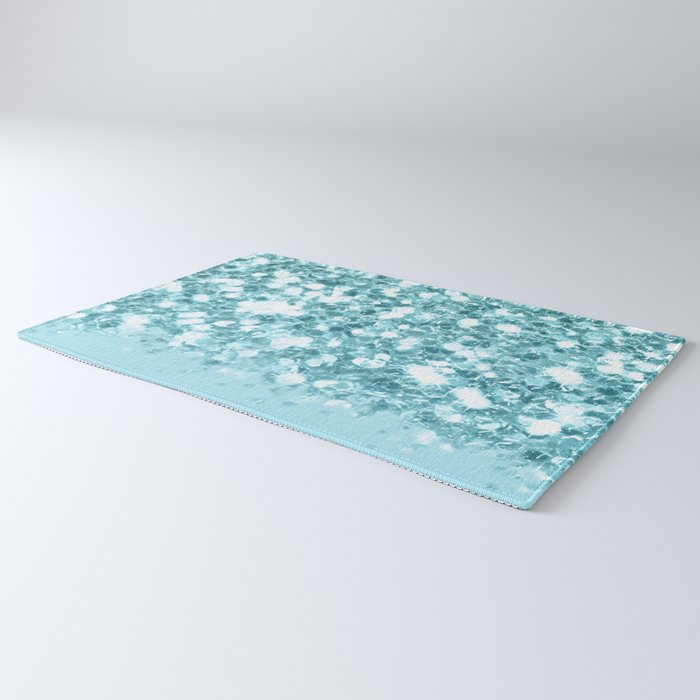 Sparkly Frozen Blue Glitter Ombre Rug Gallery Image 3
