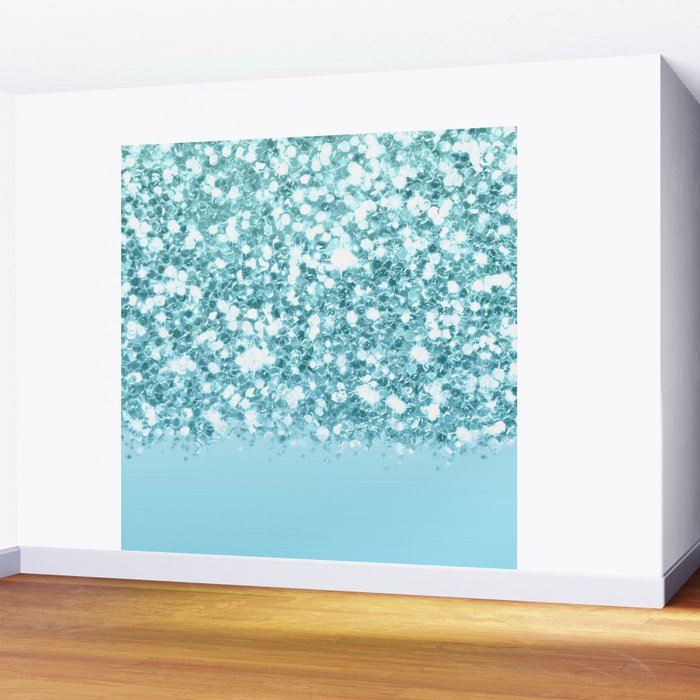 Sparkly Frozen Blue Glitter Ombre Wall Mural Gallery Image 2
