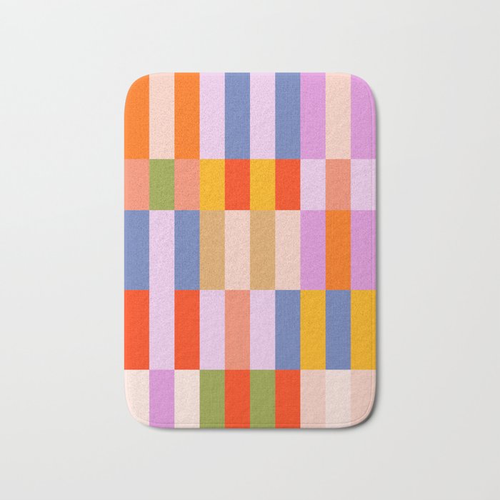 Retro Colourful Bauhaus Pattern Bath Mat Gallery Image 1