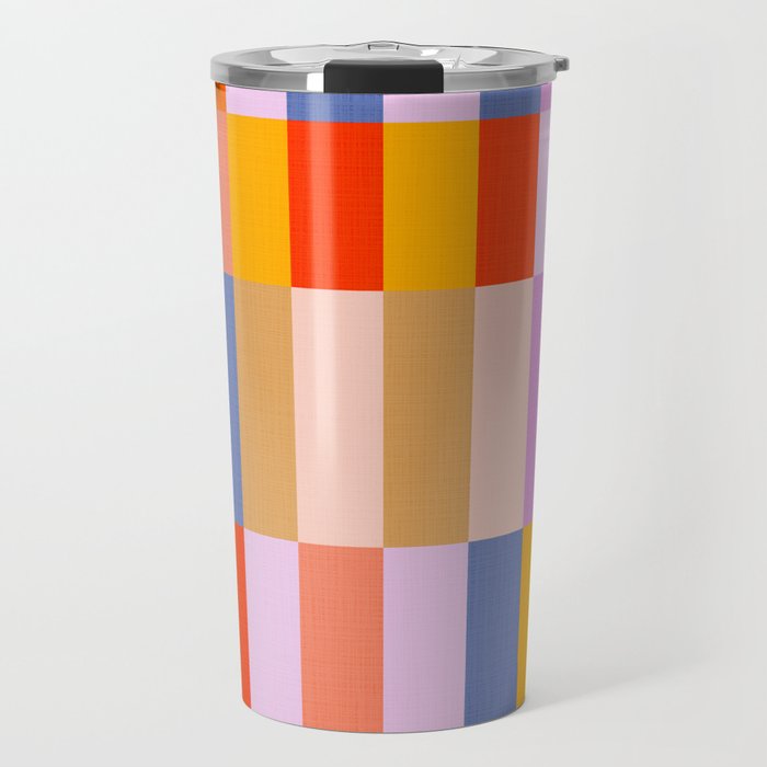 Retro Colourful Bauhaus Pattern Travel Mug Gallery Image 1