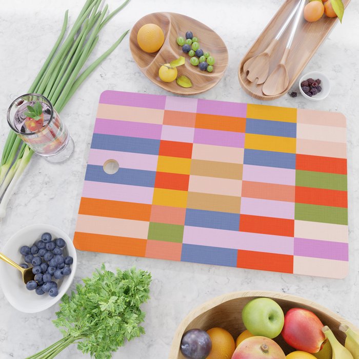 Retro Colourful Bauhaus Pattern Cutting Board Gallery Image 2