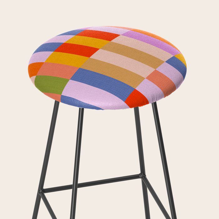 Retro Colourful Bauhaus Pattern Stool Gallery Image 2