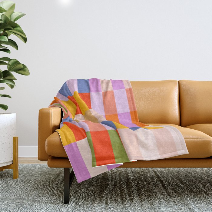 Retro Colourful Bauhaus Pattern Throw Blanket Gallery Image 1