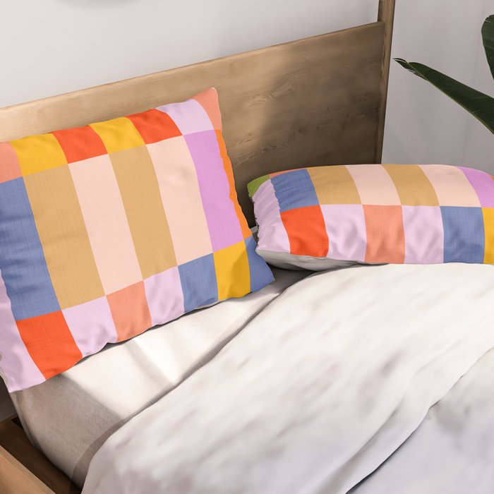 Retro Colourful Bauhaus Pattern Pillow Sham Gallery Image 2